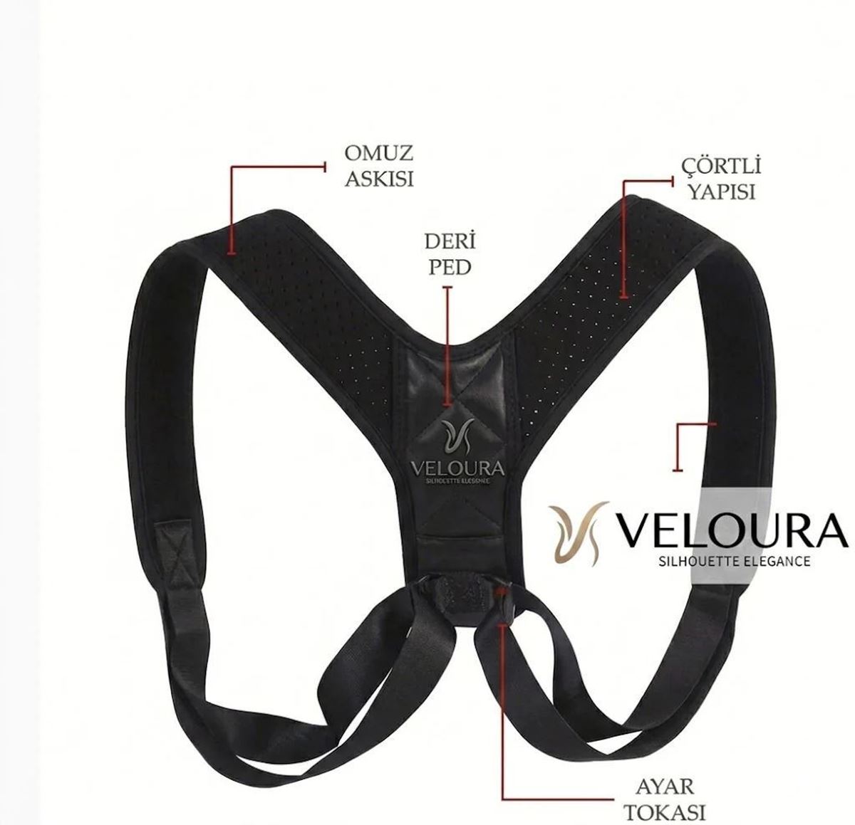 VELOURA PostureFit™ Dik Duruş Düzeltici Bel Destek Korsesi resmi