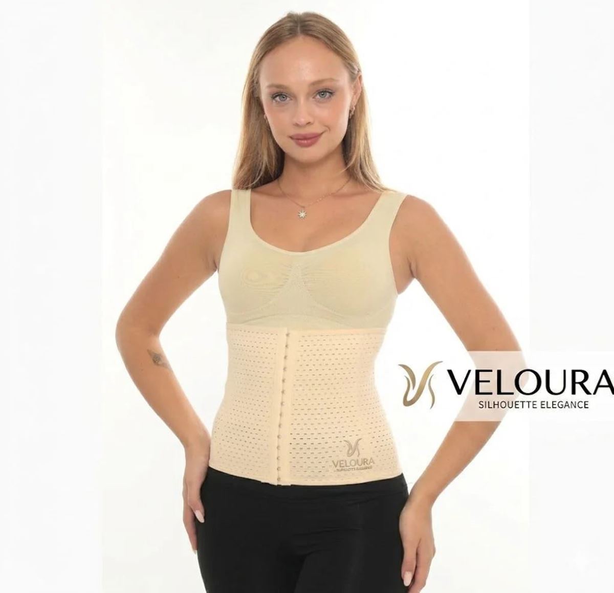 VELOURA SculptFit™ Bel Şekillendirici Korse | Karın Toparlayıcı Yüksek Bel Korse - Siyah resmi